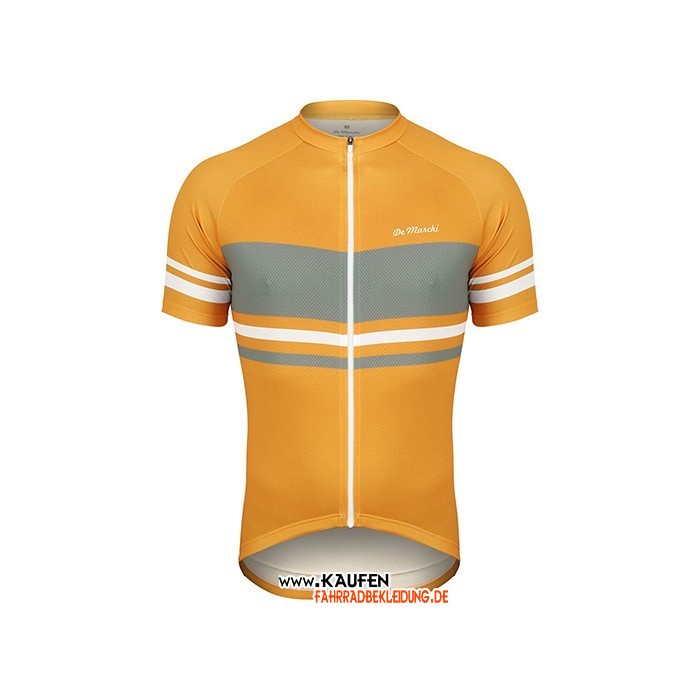 2021 De Marchi Kurzarmtrikot und Kurze Tragerhose Gelb Grau